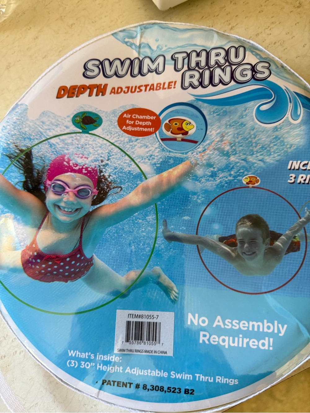 New Swim Thru Rings Pool Game – Set of 3 Adjustable Underwater Rings